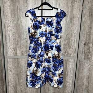 Banana Republic Silk Dress Floral Print Shift Pockets Sleeveless Pockets Size 2